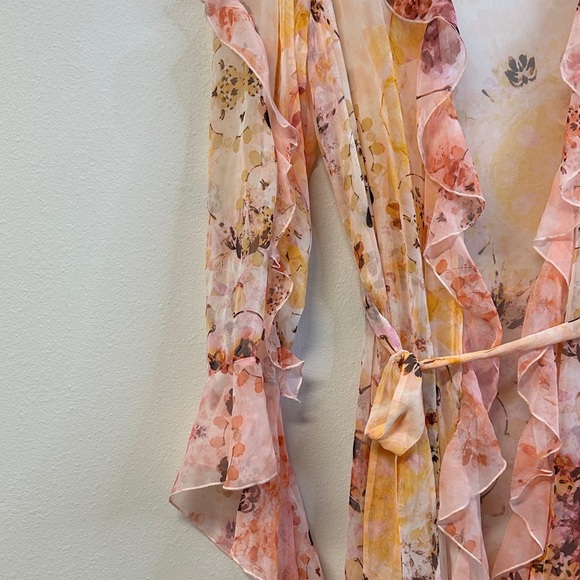 NWT Victoria's Secret Floral Ruffle Sheer Long Robe M/L - Picture 5 of 9